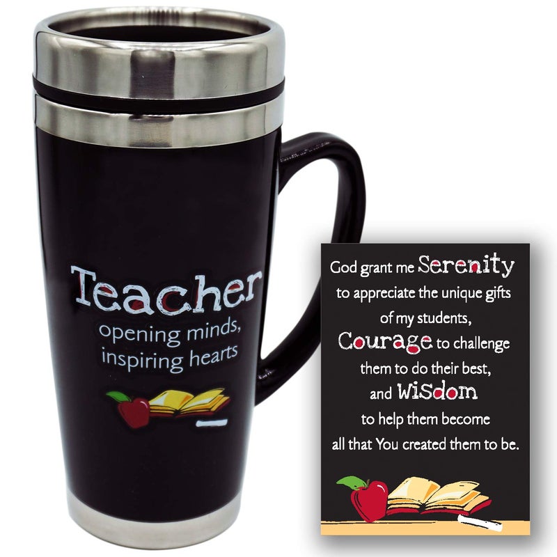 Abbey + CA Gift Abbey Gift Travel Mug - Insulated Coffee Thermos with Lid, Inspirational Teacher Appreciation Gifts, Gift For Professors, Educators, and Teachers Assistants, 7 Inches Tall, 16 Ounces - Image 1